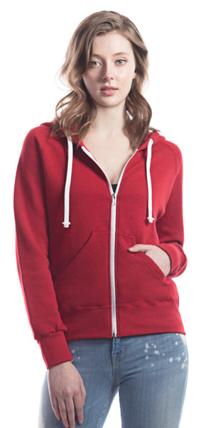 Adult Ladies Three-End Bamboo Fleece Full Zip Hooded Sweatshirt