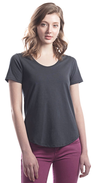 Adult Ladies Relaxed Fit Scoop Bottom T-Shirt